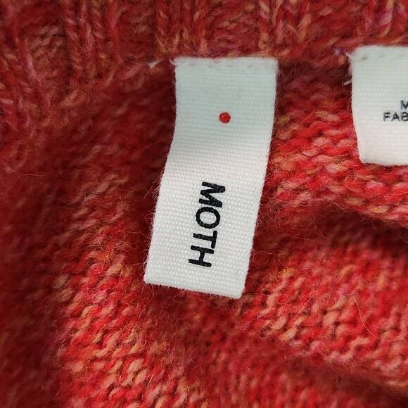Moth Anthropologie Orange Wool Snap-Up Cardigan Sweater with Ruffles Size Small - Picture 7 of 9